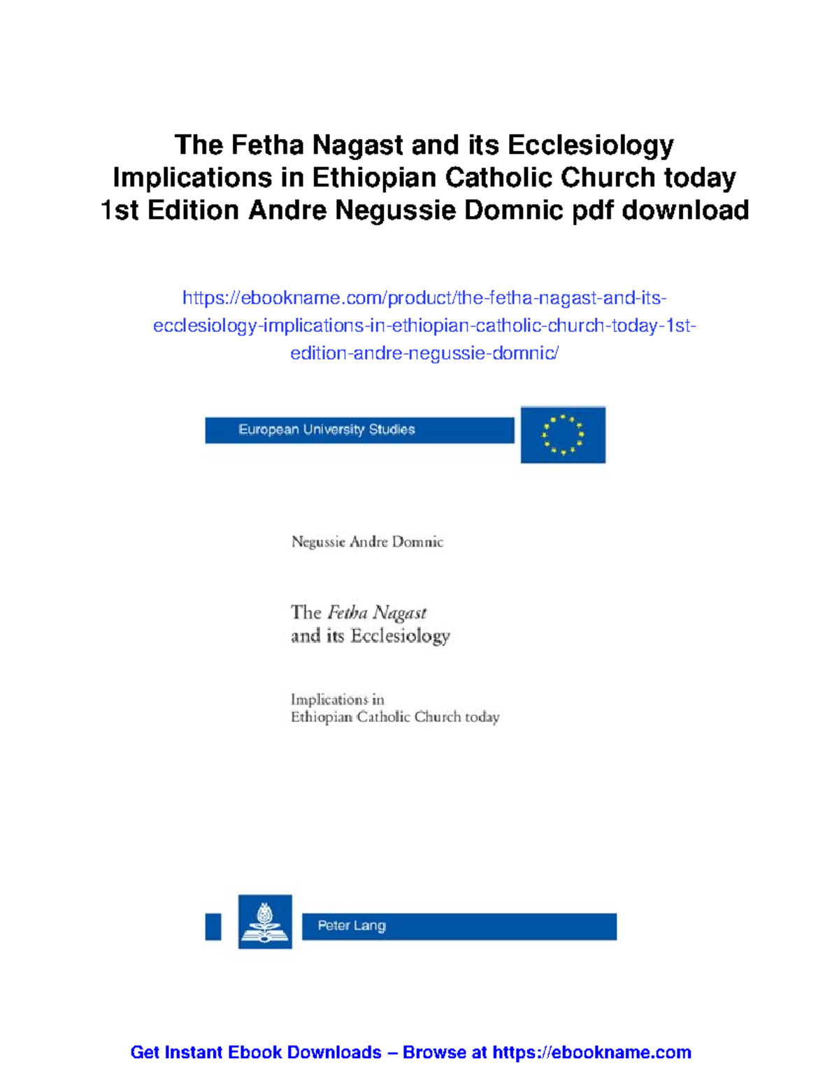 The Fetha Nagast: Ecclesiology Implications in Ethiopian Catholic ...