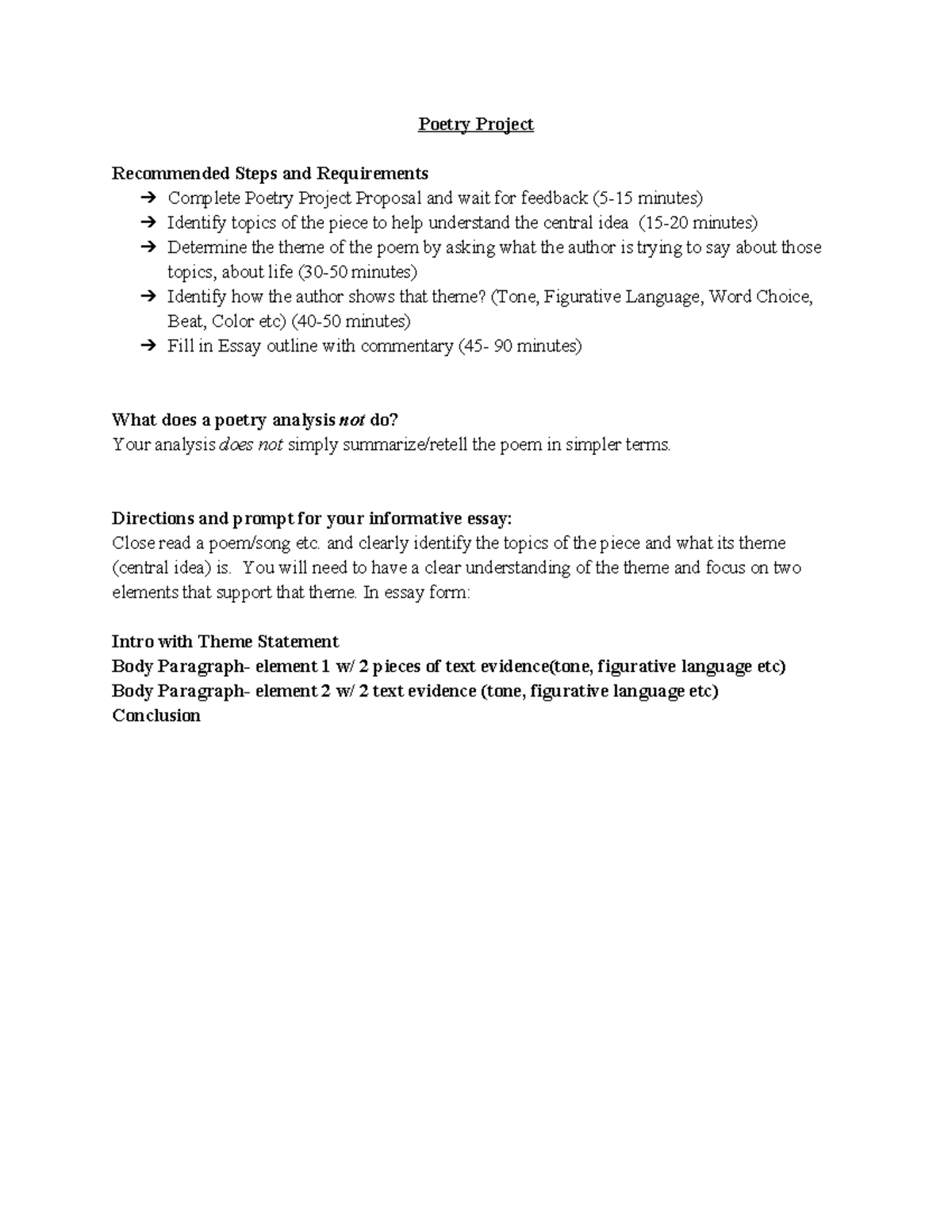 Poetry Analysis Project Guidelines and Steps (ENG 101) - Studocu
