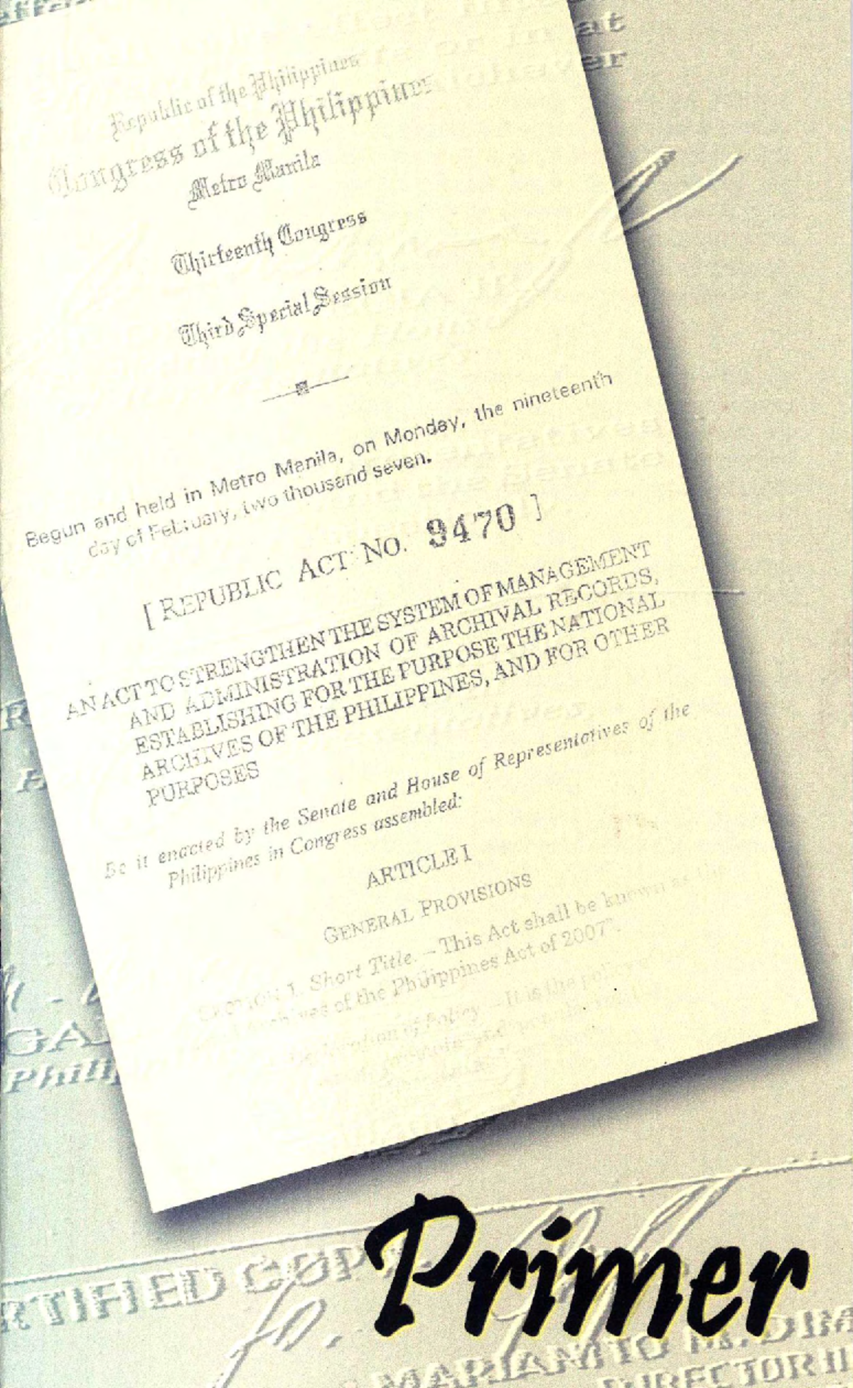 RA 9470 Primer: Archival Records Management in the Philippines - Studocu