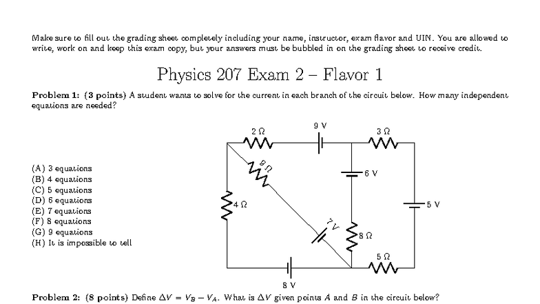 2022 C Fall Physics 207 Exam 2 Practice Test - Studocu