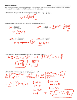 Math 244 Test Two - Practice exam 2 - Math 244 Test Two Name