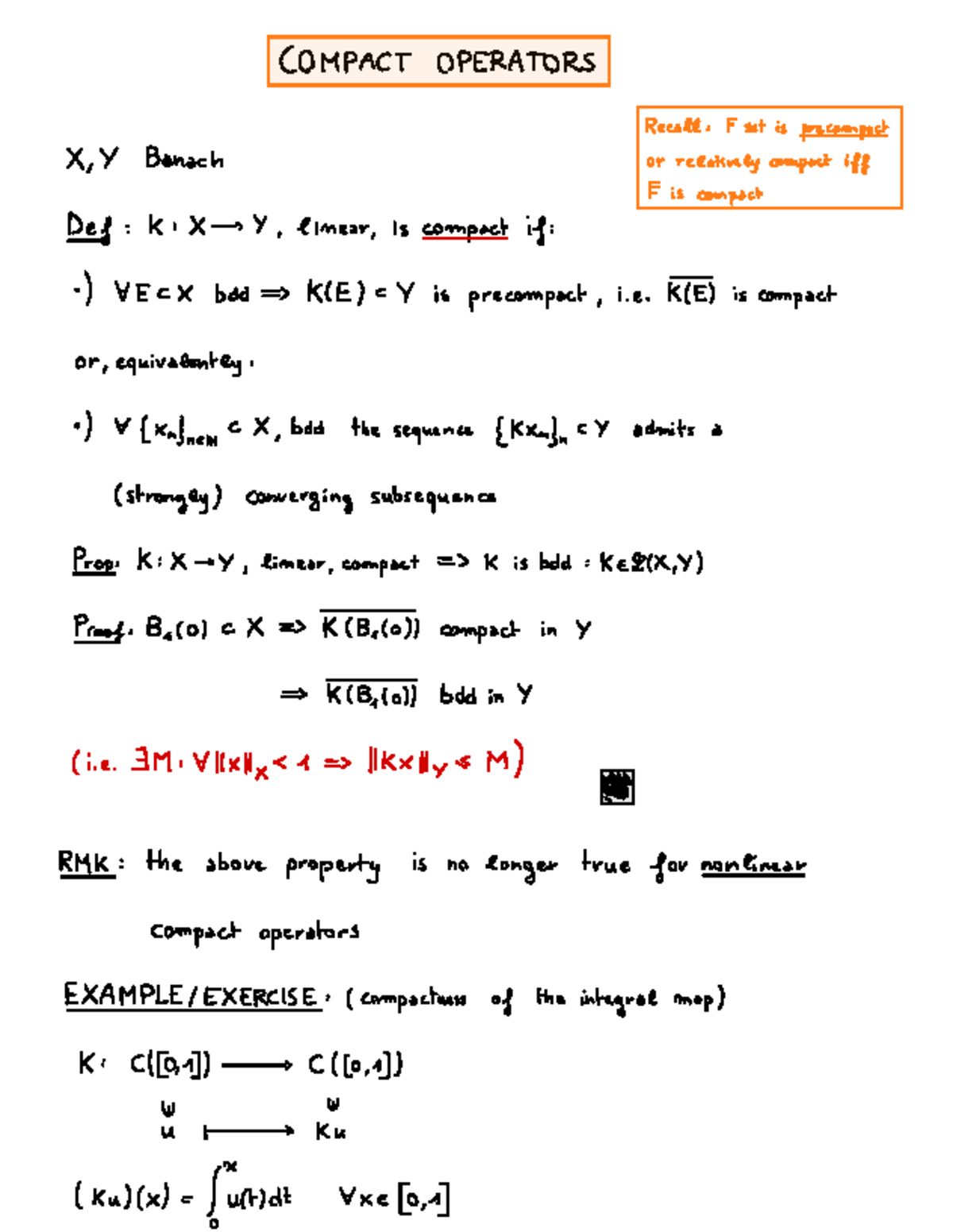 Functional Analysis: Compact Operators in Banach Spaces (Course Code: 2 ...