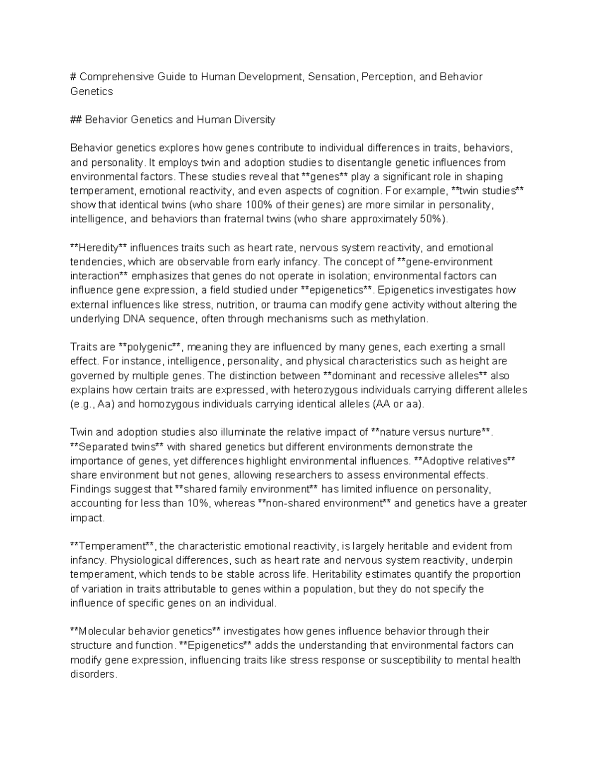 Comprehensive Guide to Human Development & Behavior Genetics (PSY 101 ...