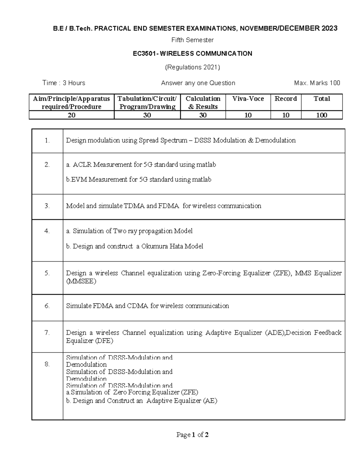 EC3501 Wireless Communication Practical Exam - Set 3 (2023) - Studocu