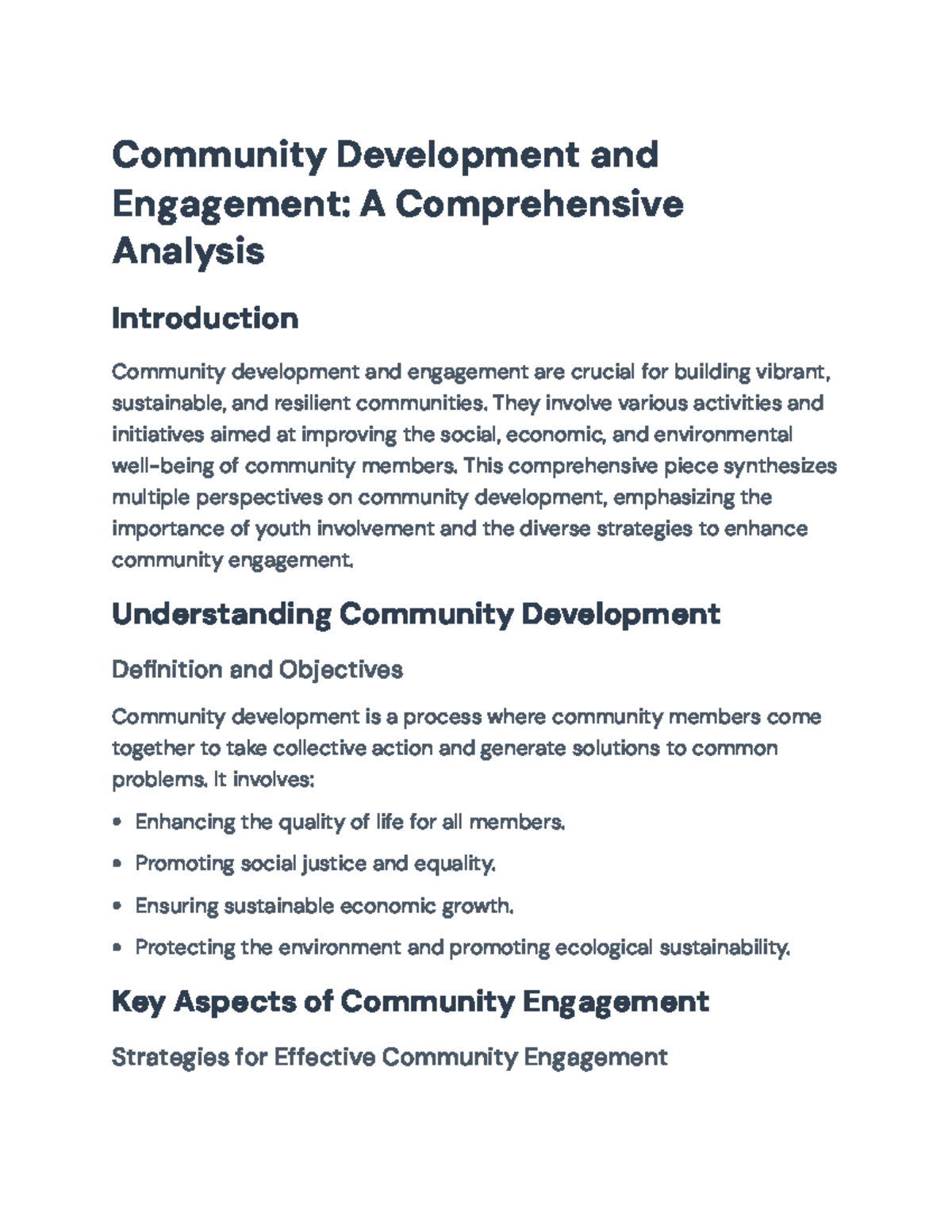 Comprehensive Analysis of Community Development & Engagement Strategies ...