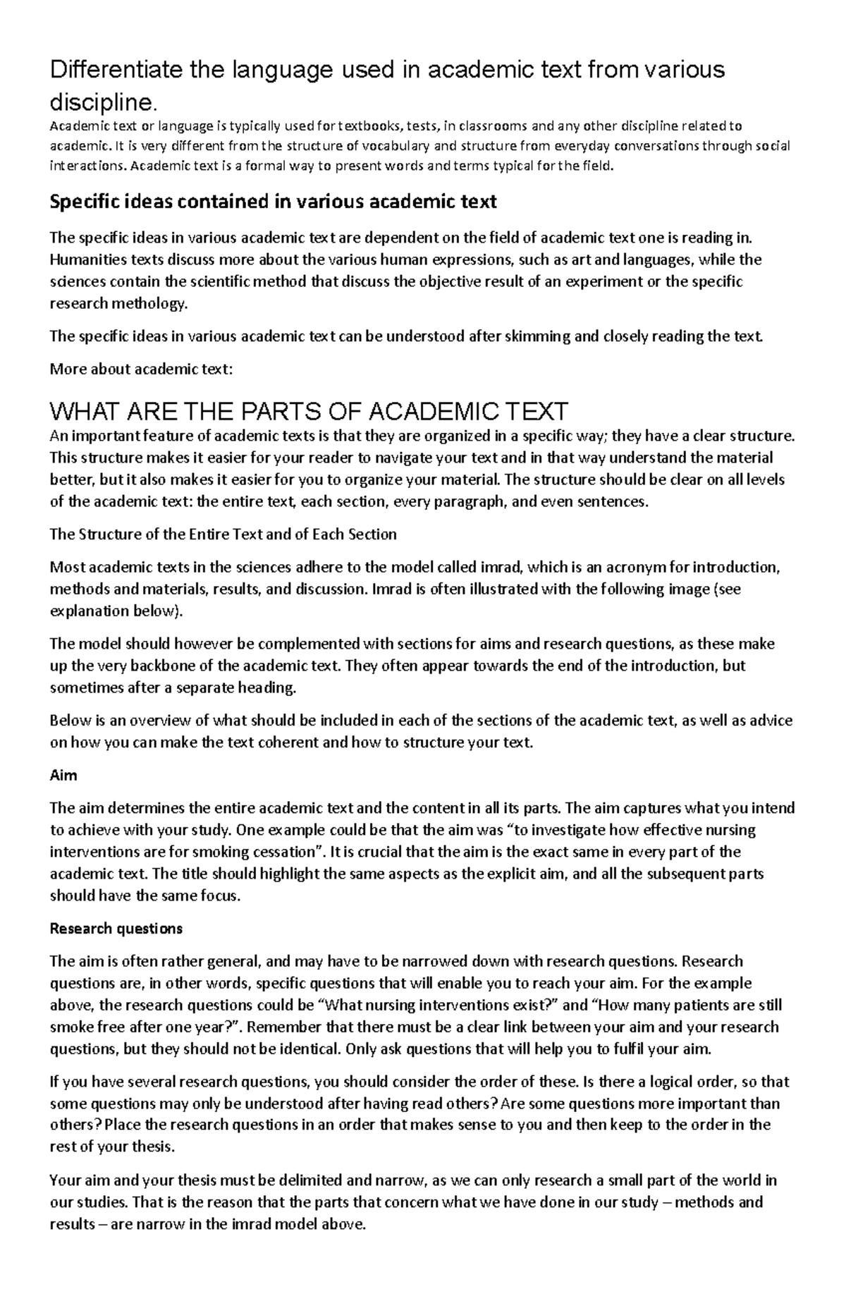 412823634 Analyzing Academic Language Across Various Disciplines - Studocu