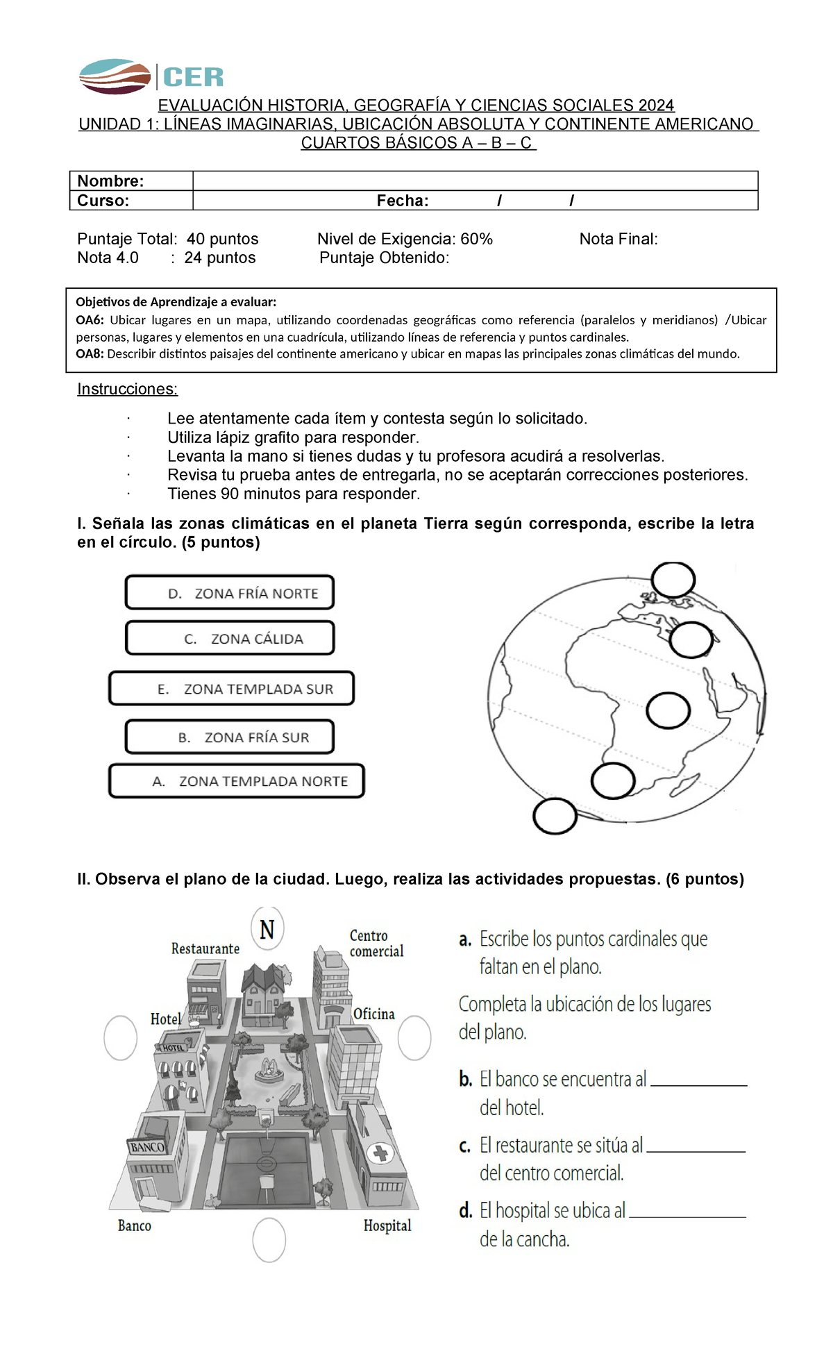 Prueba Unidad 1 Evaluación Historia 4° Básicos 2024 - Document Preview