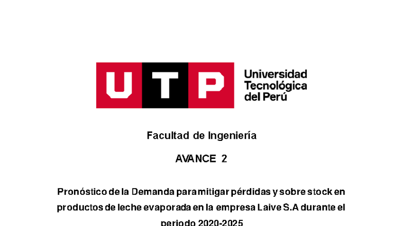 Avance 2 - Pronóstico de Demanda en Laive S.A. - Gestión de Operaciones - Document Preview