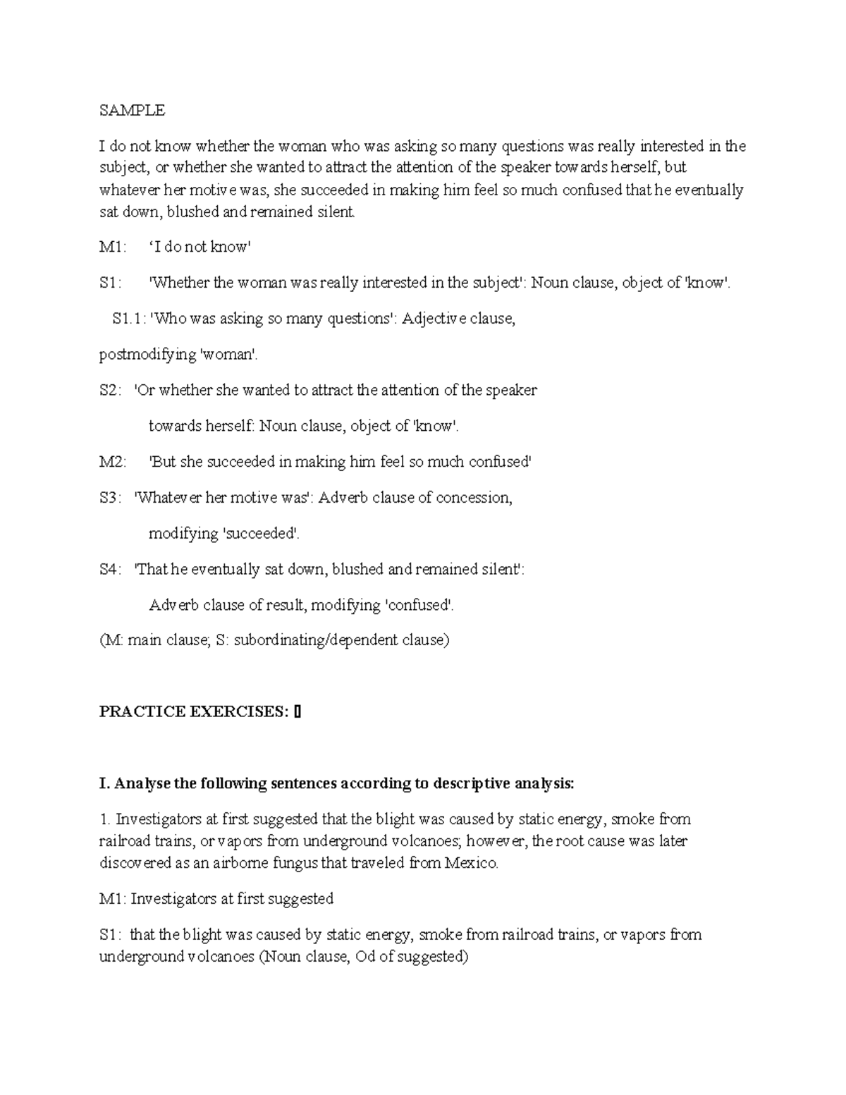 Assignment 8 - Analysis of Complex Sentences and Clauses - Studocu