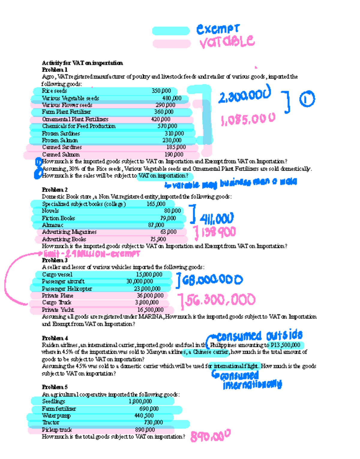 VAT on Importation Activity: Exempt & Taxable Goods Analysis - Studocu