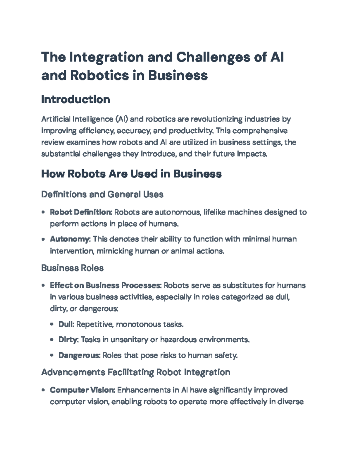 AI and Robotics in Business: Integration, Challenges, and Future ...