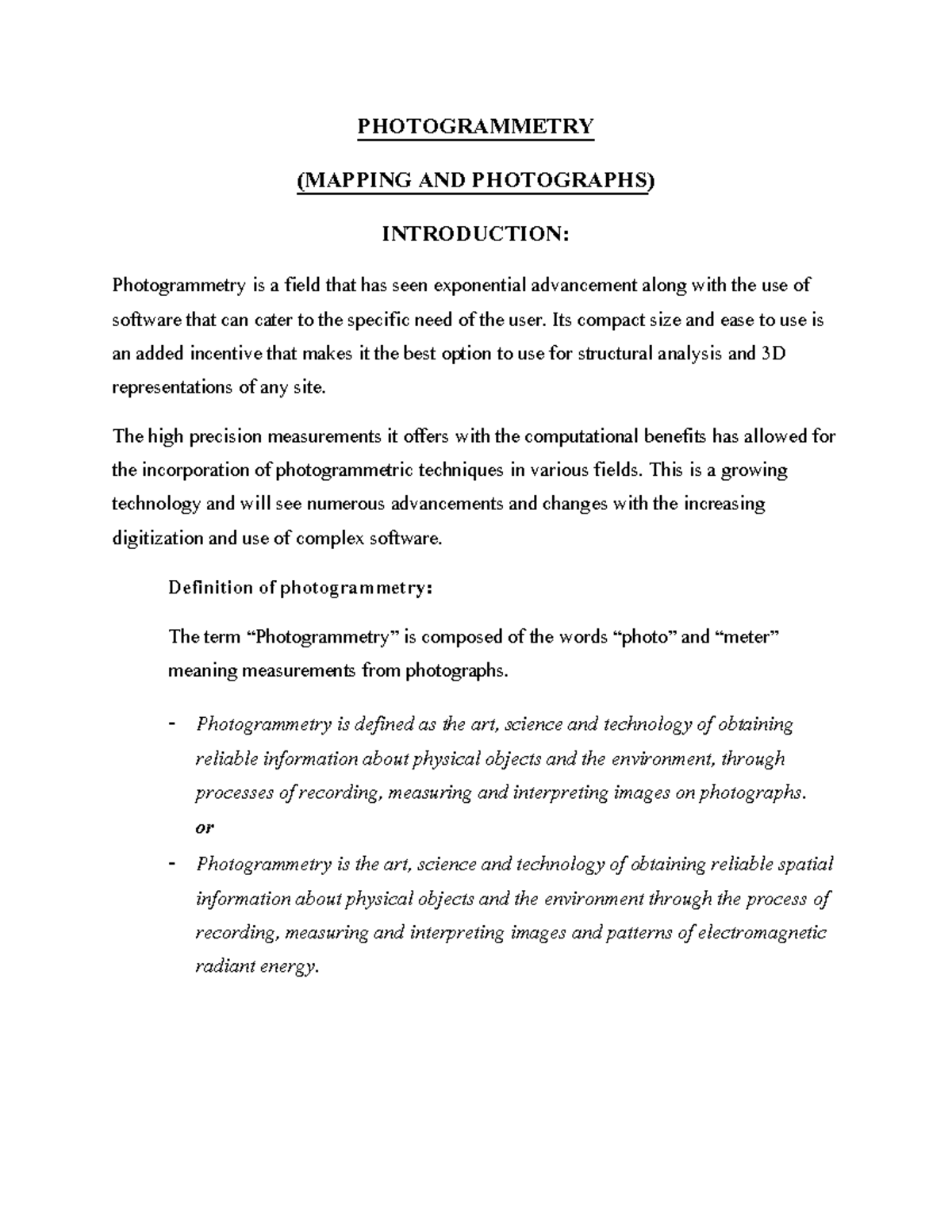 Photogrammetry: Mapping Techniques and Applications in Geospatial ...