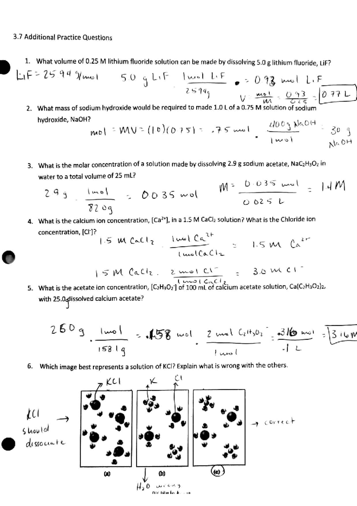 3.7 APQ KEY - Additional Practice Questions for Chemistry - Studocu