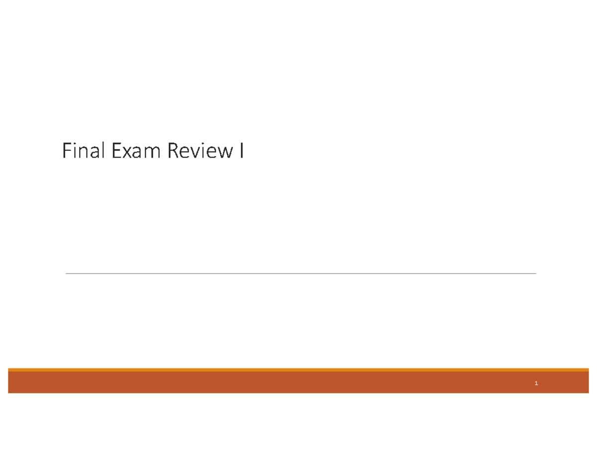 Final Exam Review I: Key Concepts and Questions Analysis - Studocu