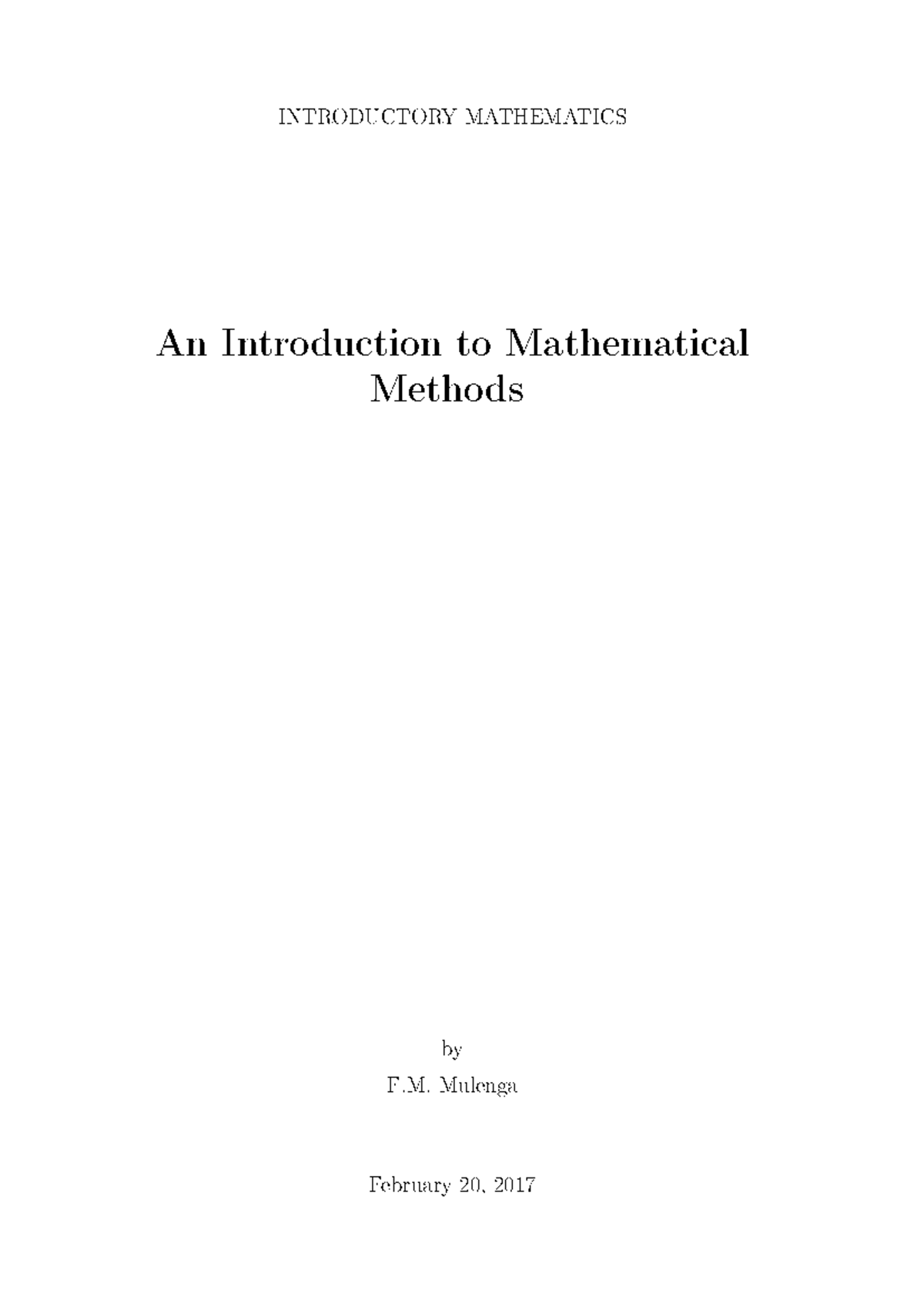 Introduction to mathematics - INTRODUCTORYMATHEMATICS An Intro duction ...
