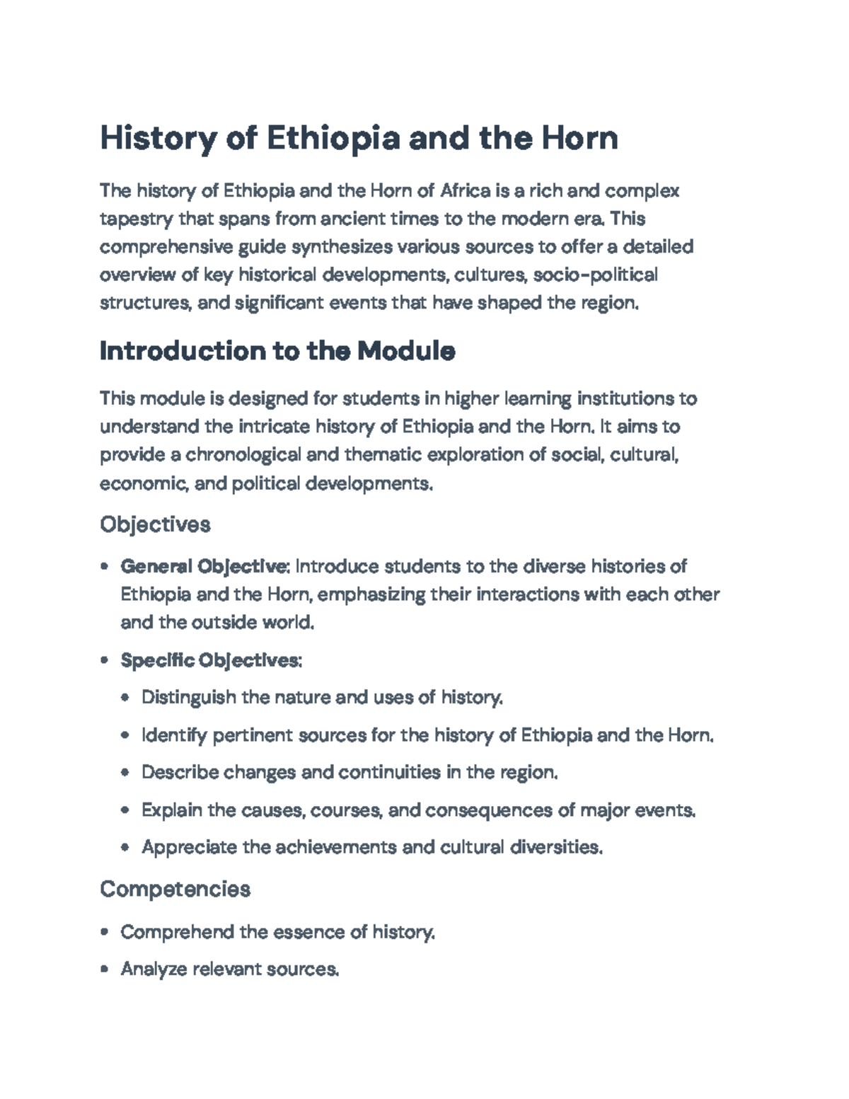 History of Ethiopia and the Horn of Africa: An In-Depth Education ...