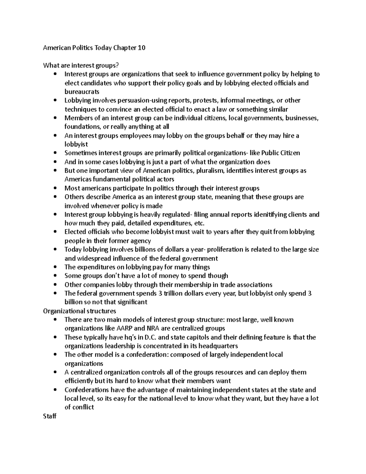 American Politics Today: Interest Groups and Their Influence in Ch. 10 ...