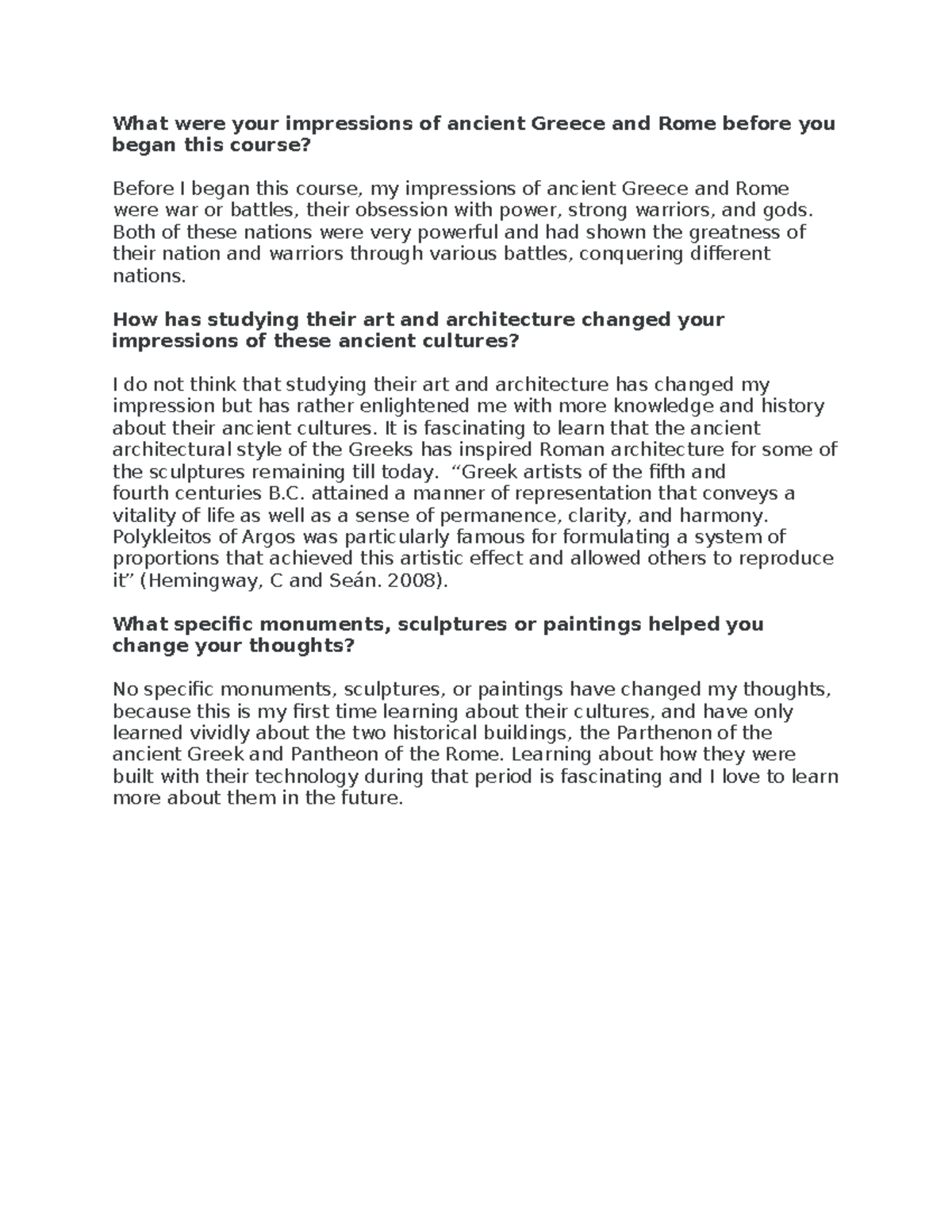 Learning Journal: Impressions of Ancient Greece and Rome (Unit-2) - Studocu
