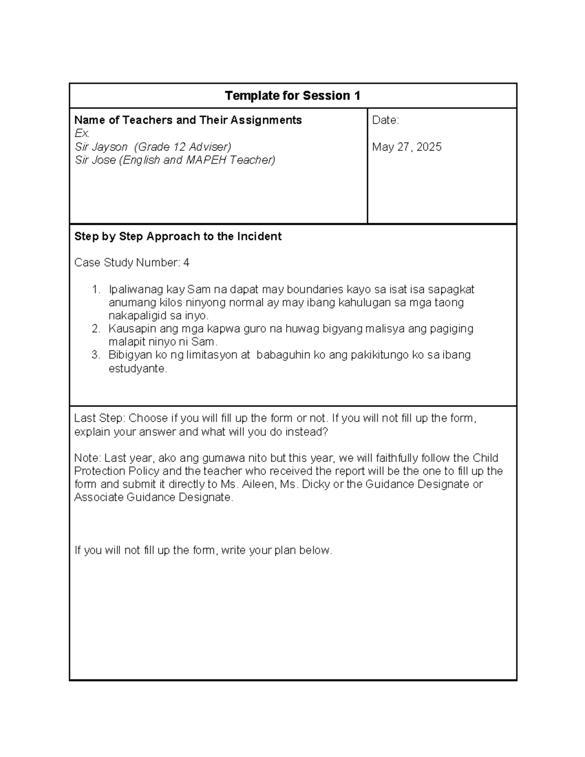 Case Study 4: Teacher Assignments and Child Protection Policy ...