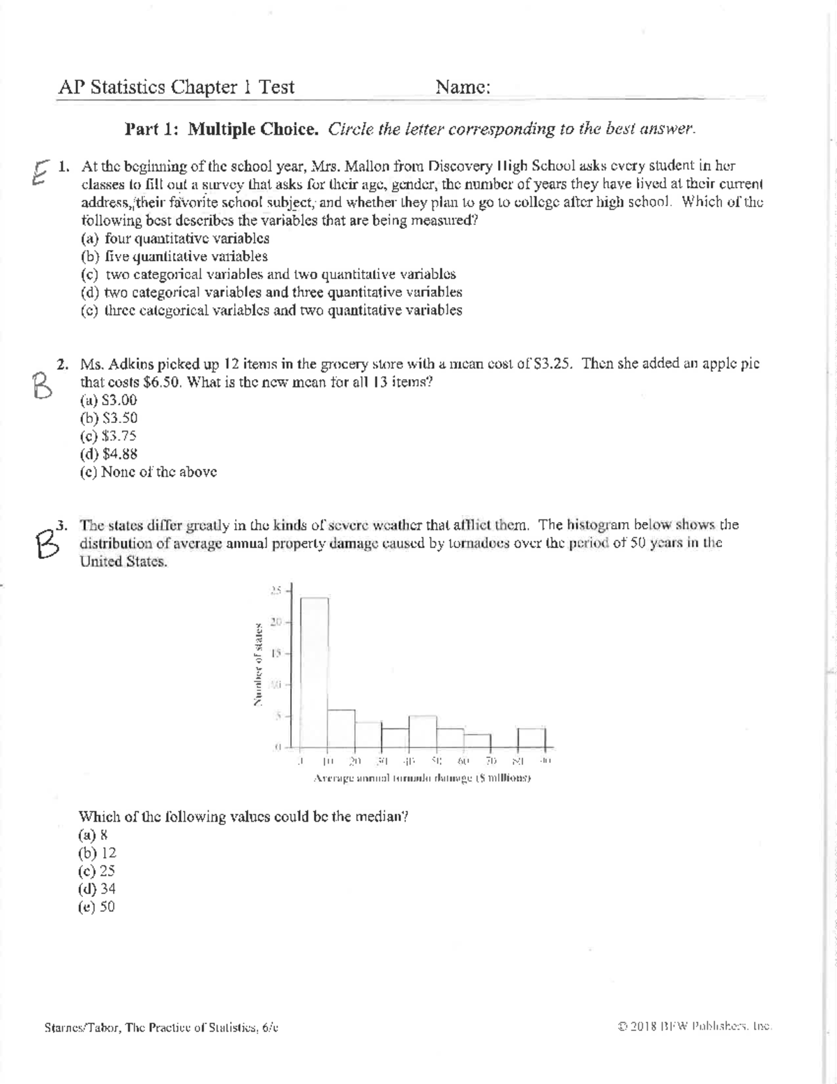 AP Statistics AP Stats Chapter 1 Test Review Guide - Studocu