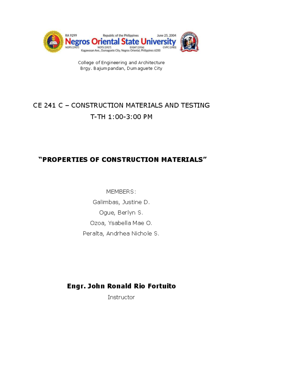 CE 241 C Final Exam Notes: Properties of Construction Materials - Studocu