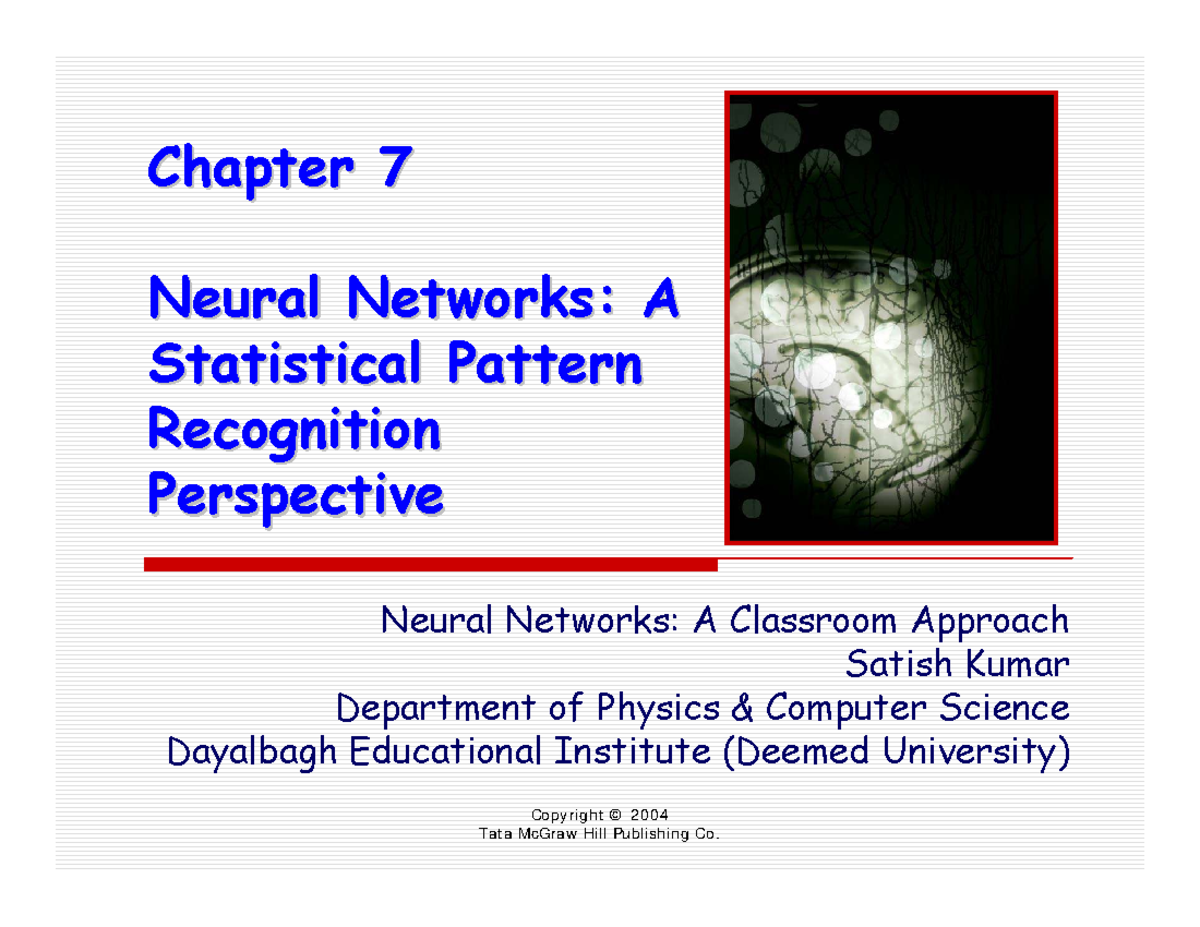 PHM802 Chapter 7: Neural Networks & Statistical Pattern Recognition ...
