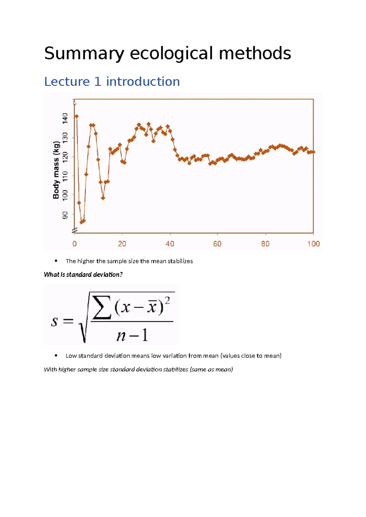 Ecological Methods Summary: Key Concepts from Lectures 1-9 - Studeersnel