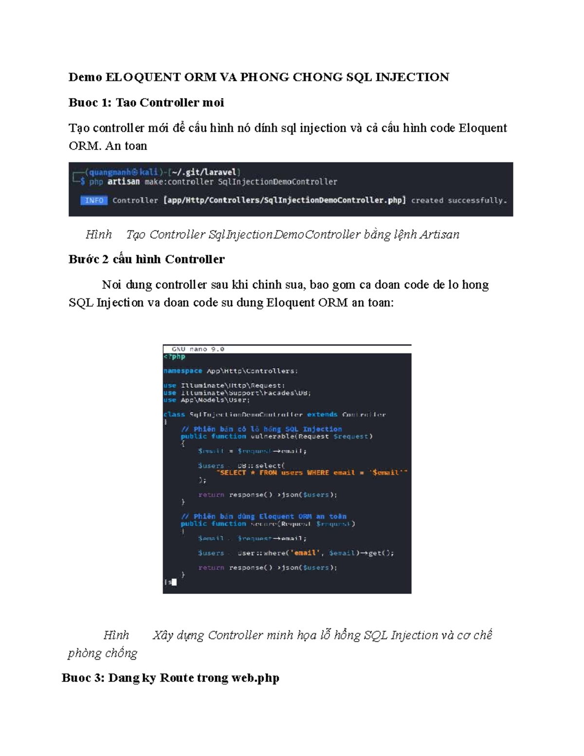 Thực nghiệm ELOQUENT ORM và Phòng Chống SQL Injection - Studocu