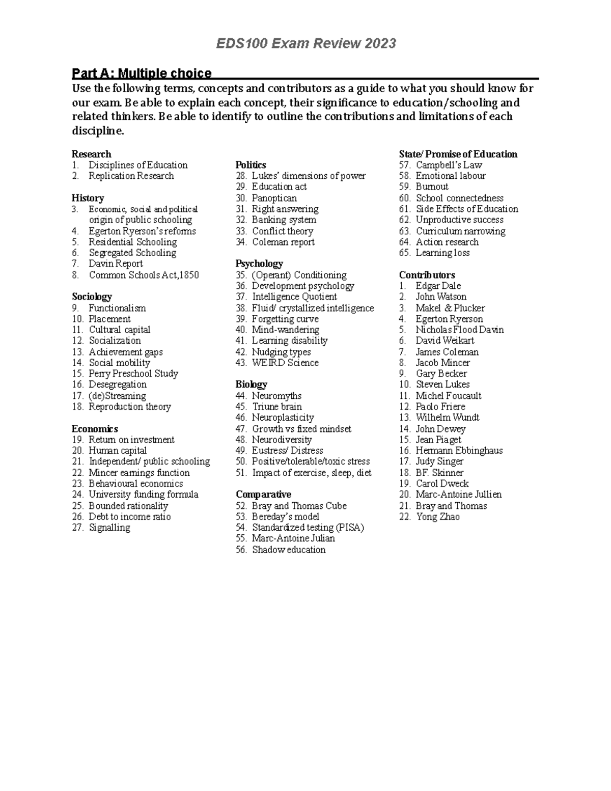 EDS100 Final Exam Review: Key Concepts and Questions for 2023 - Studocu