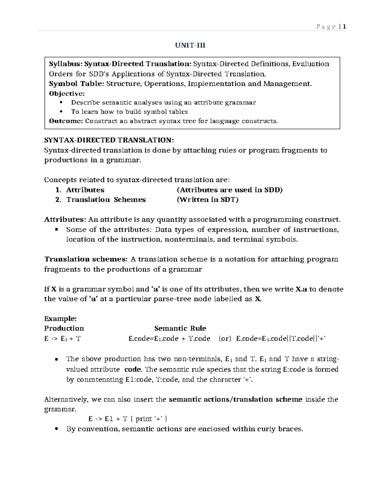 CD UNIT-3: Translation Concepts, Symbol Tables, and Semantic Analysis ...