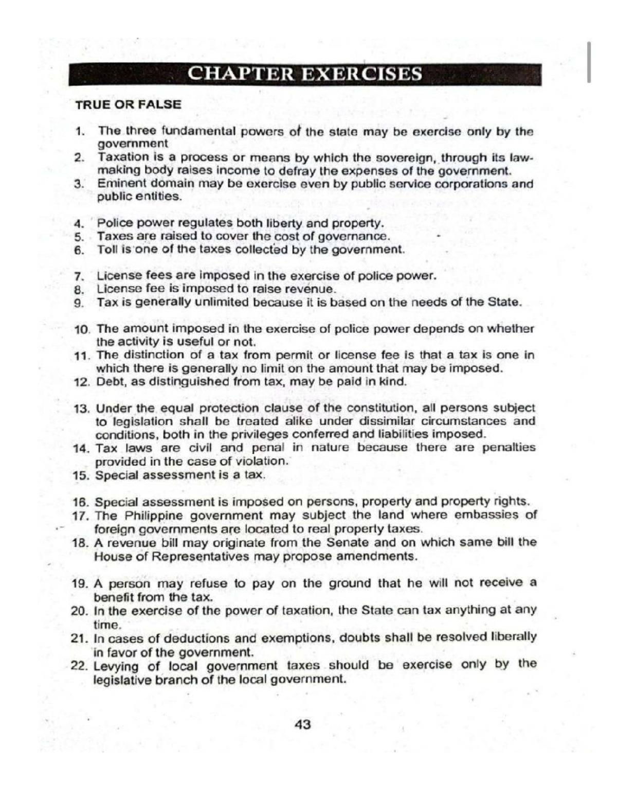 TAX 202 - Chapter Exercises: True or False & Multiple Choice Questions ...