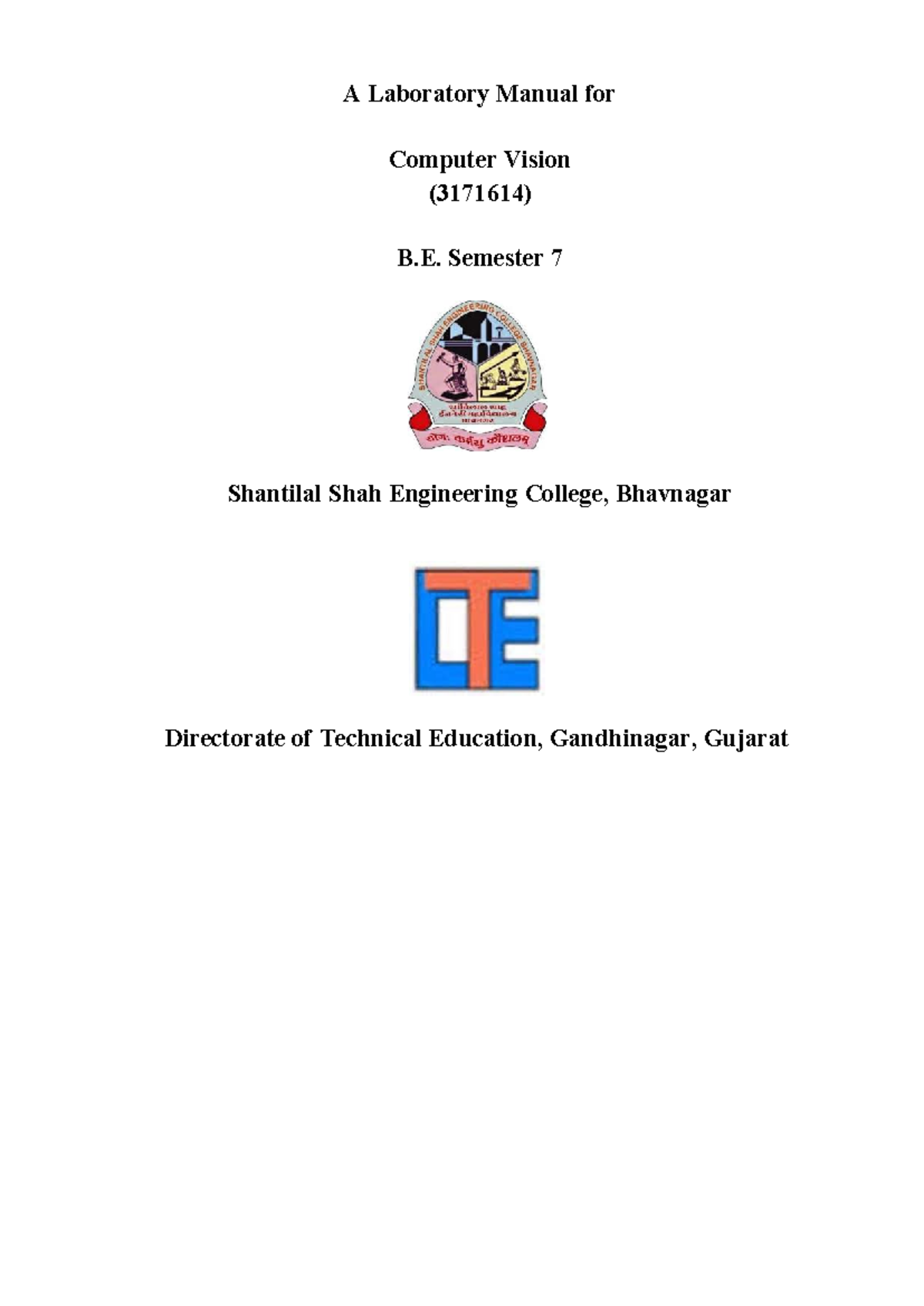 3171614 Computer Vision Lab Manual: Practical Guide for Semester 7 ...