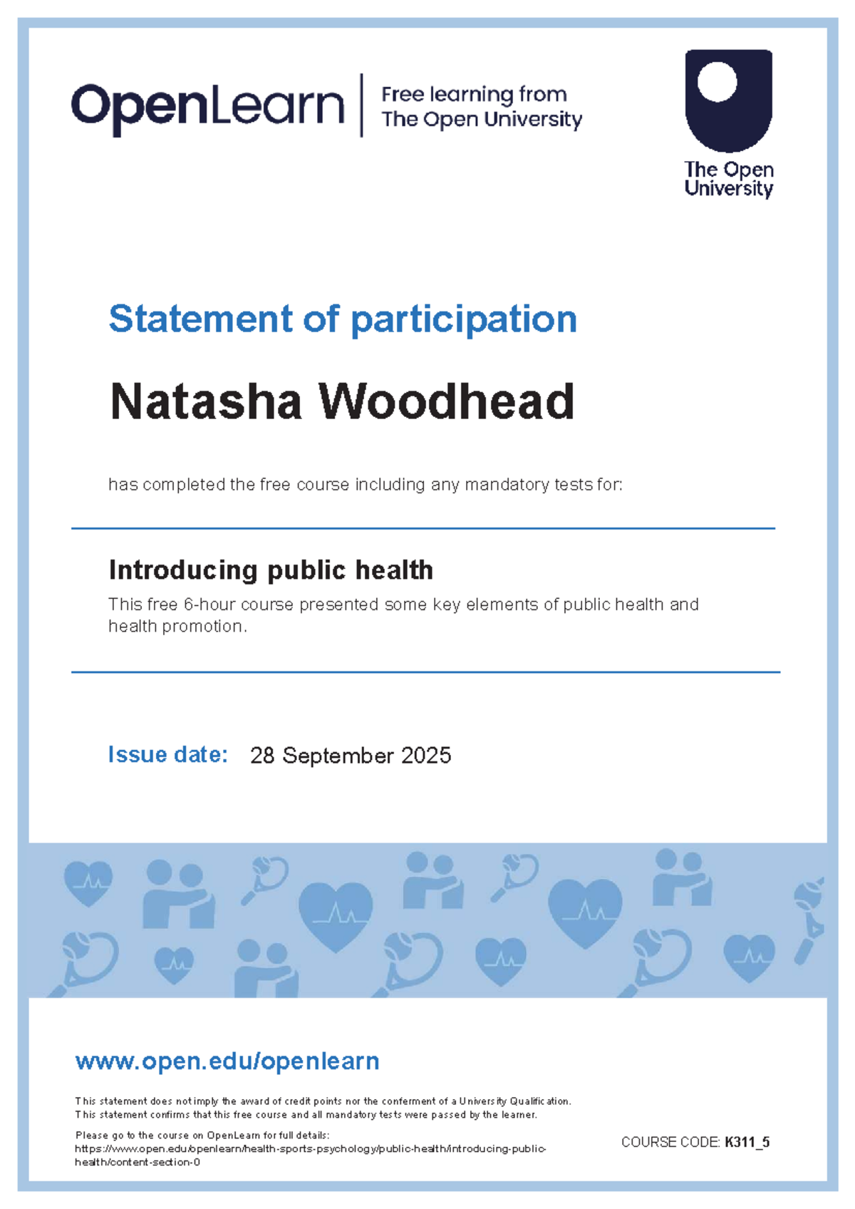K311_5: Statement of Participation in Introducing Public Health Course ...