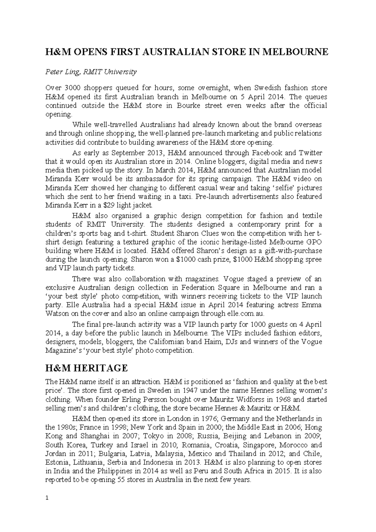 Case Study: H&M's First Australian Store Opening - A Fashion Landmark ...