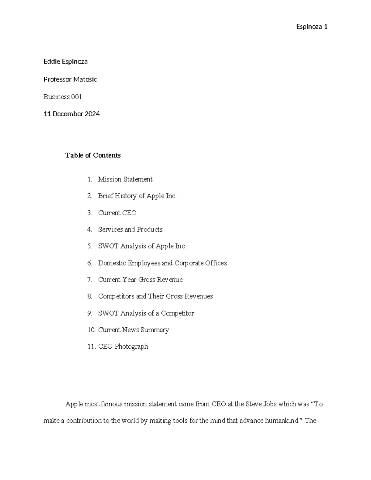 Business 001: Final Report on Apple Inc. Analysis and Insights - Studocu