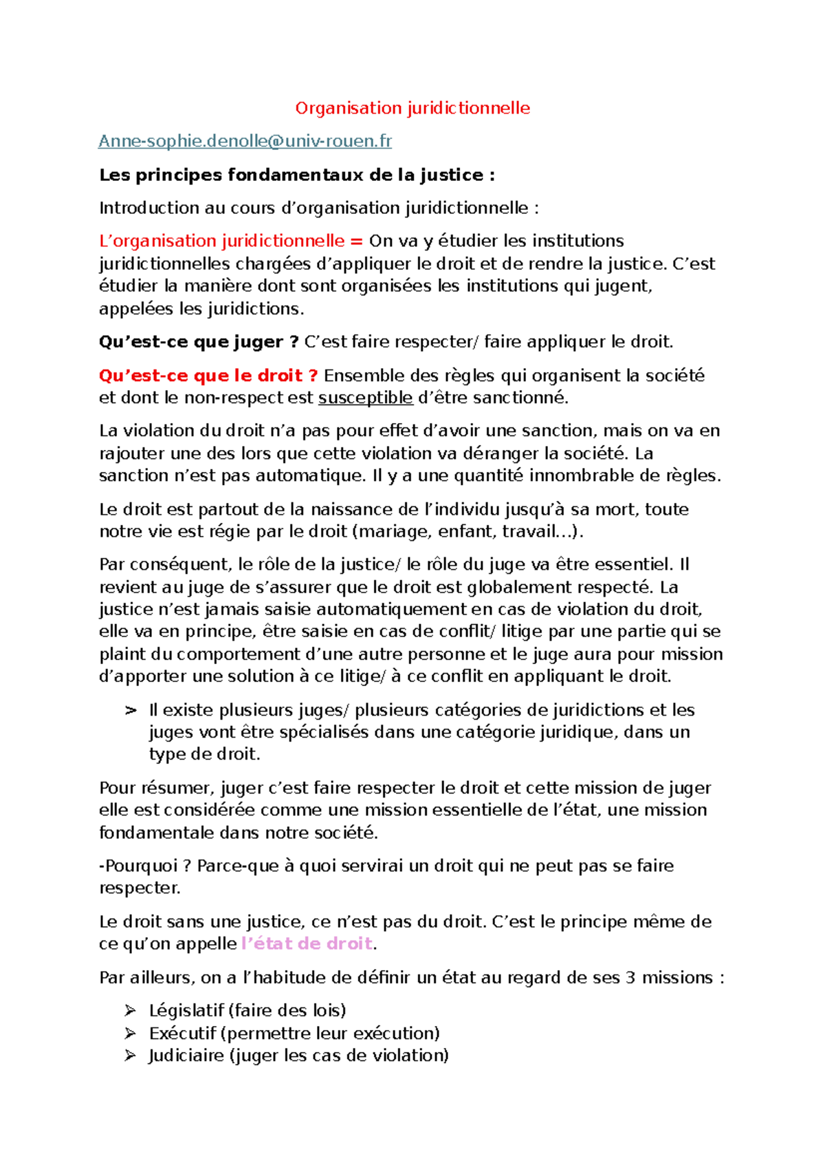 CM-Organisation Juridictionnelle : Principes Fondamentaux de la Justice ...