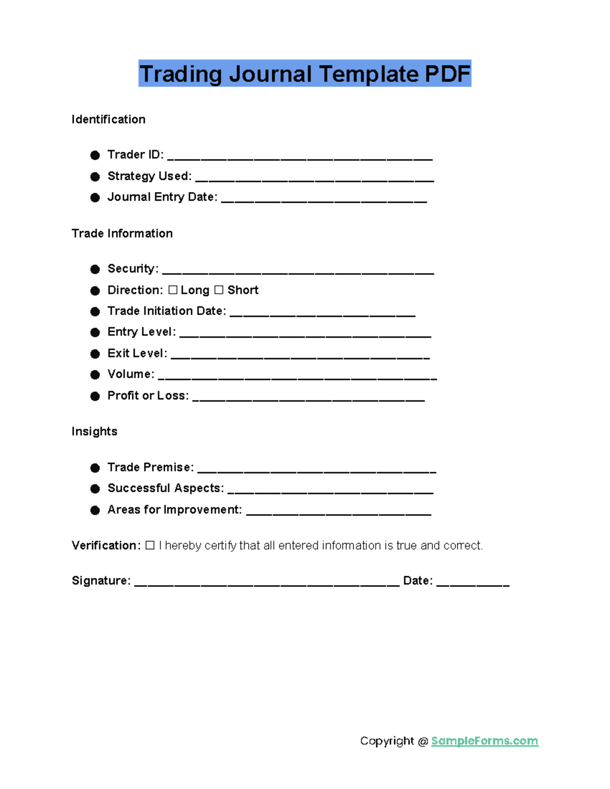 Trading Journal Template PDF - Trading Journal Template PDF ...