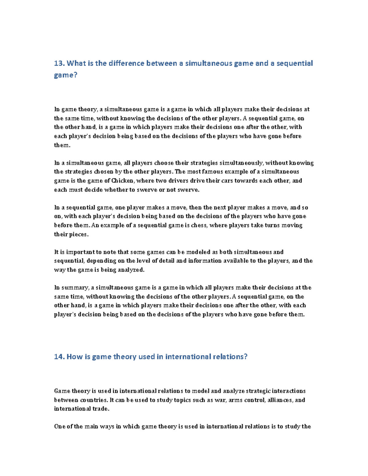 Game theory 3 - 13. What is the difference between a simultaneous game ...