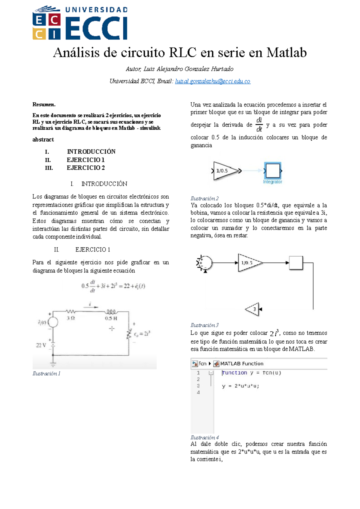 Análisis de Circuito RLC en Serie: Ejercicios en MATLAB - Studocu