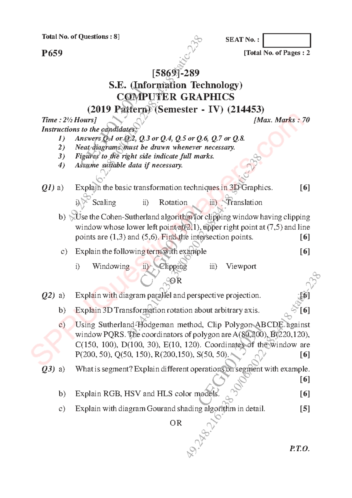 Computer Graphics (214453) - Q&A for Semester IV Exam - Studocu