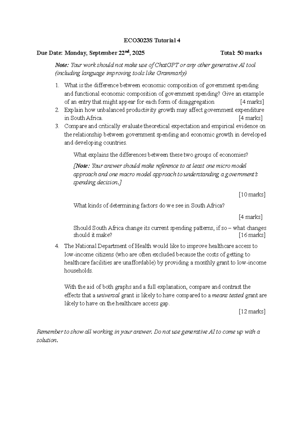 ECO3023S Tutorial 4: Government Spending & Economic Growth Analysis ...