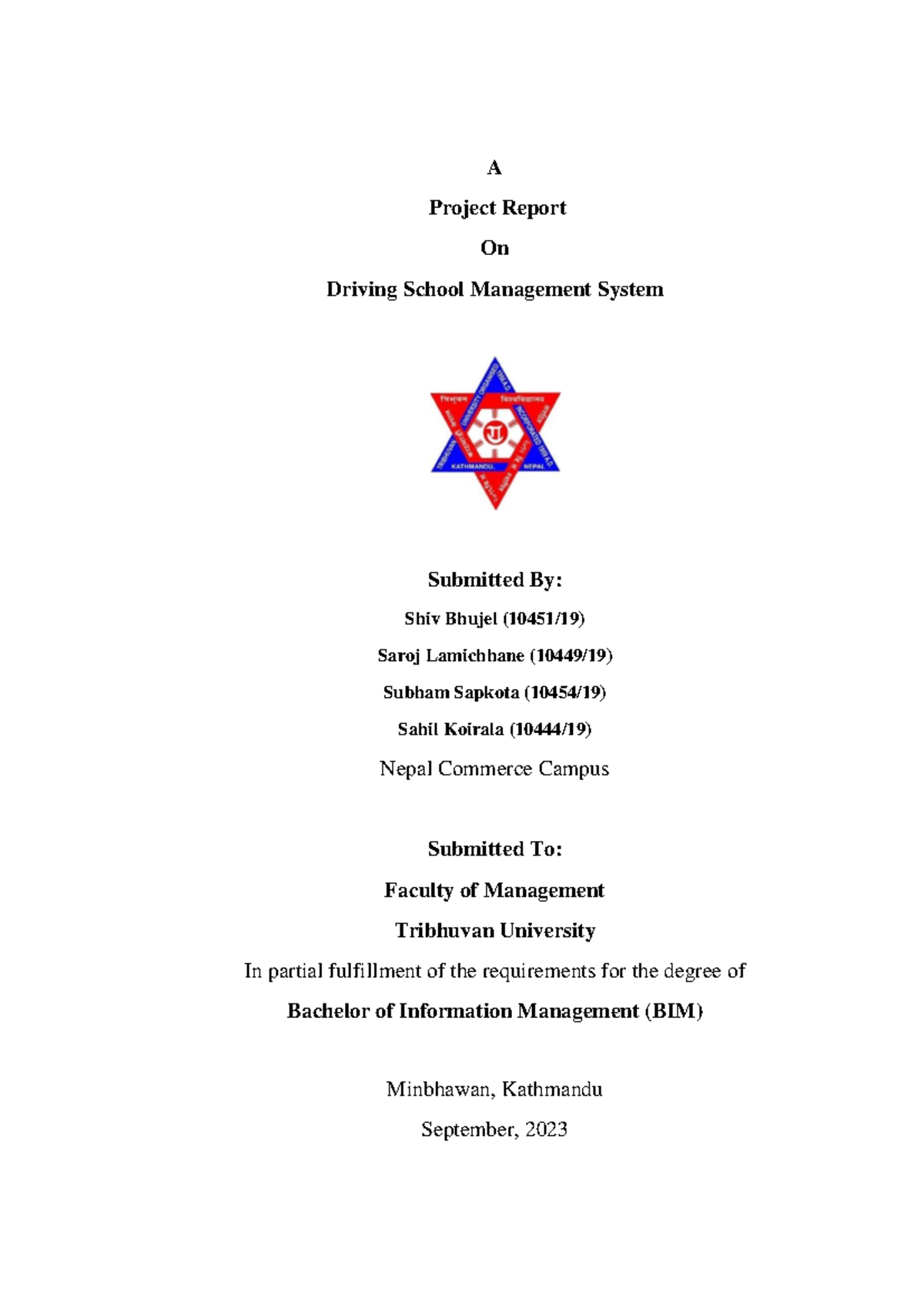 Driving School Management System Project Report - BIM Program - Studocu