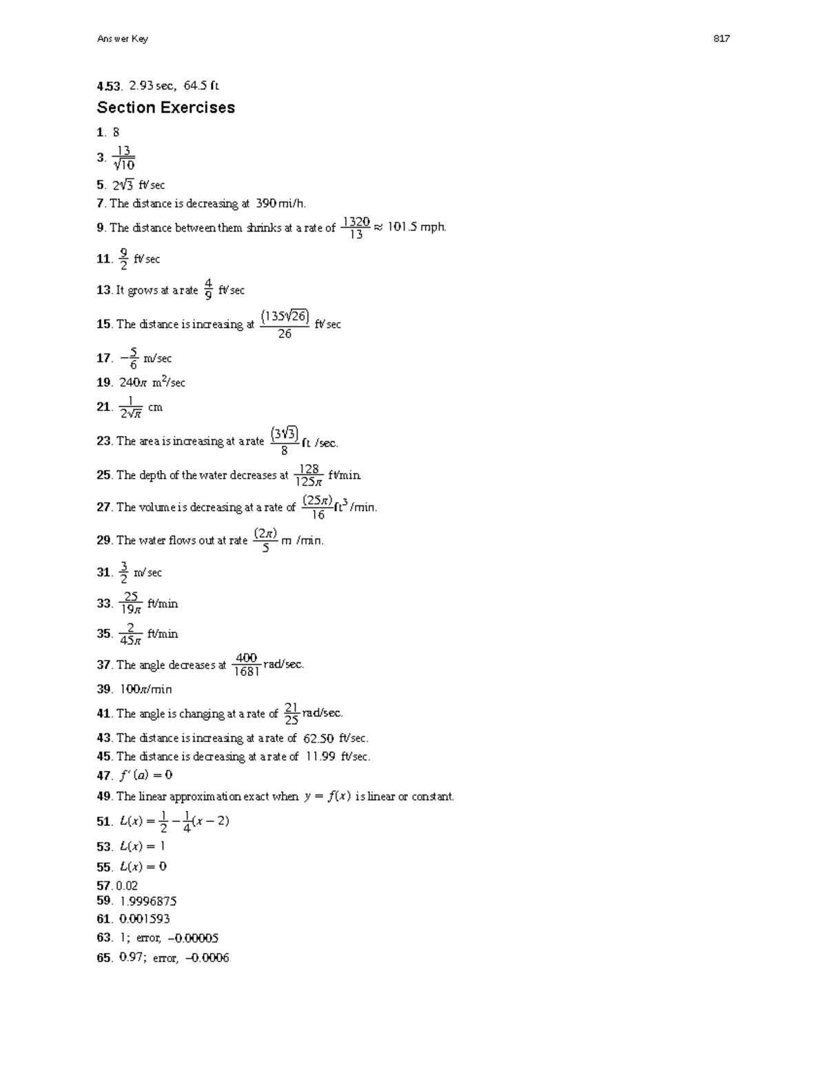 Answer Key for Calculus Volume 1 - Part 4.13 - Studocu