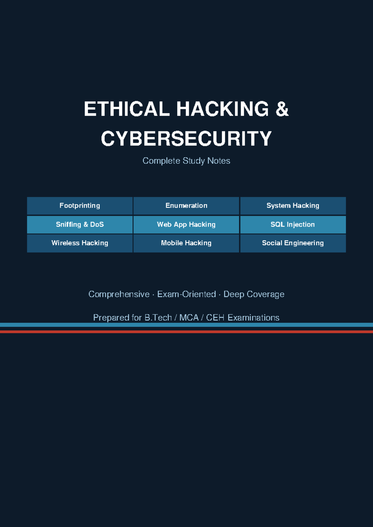 ETHICAL HACKING CYBERSECURITY B.Tech MCA CEH Exam Study Notes - Studocu