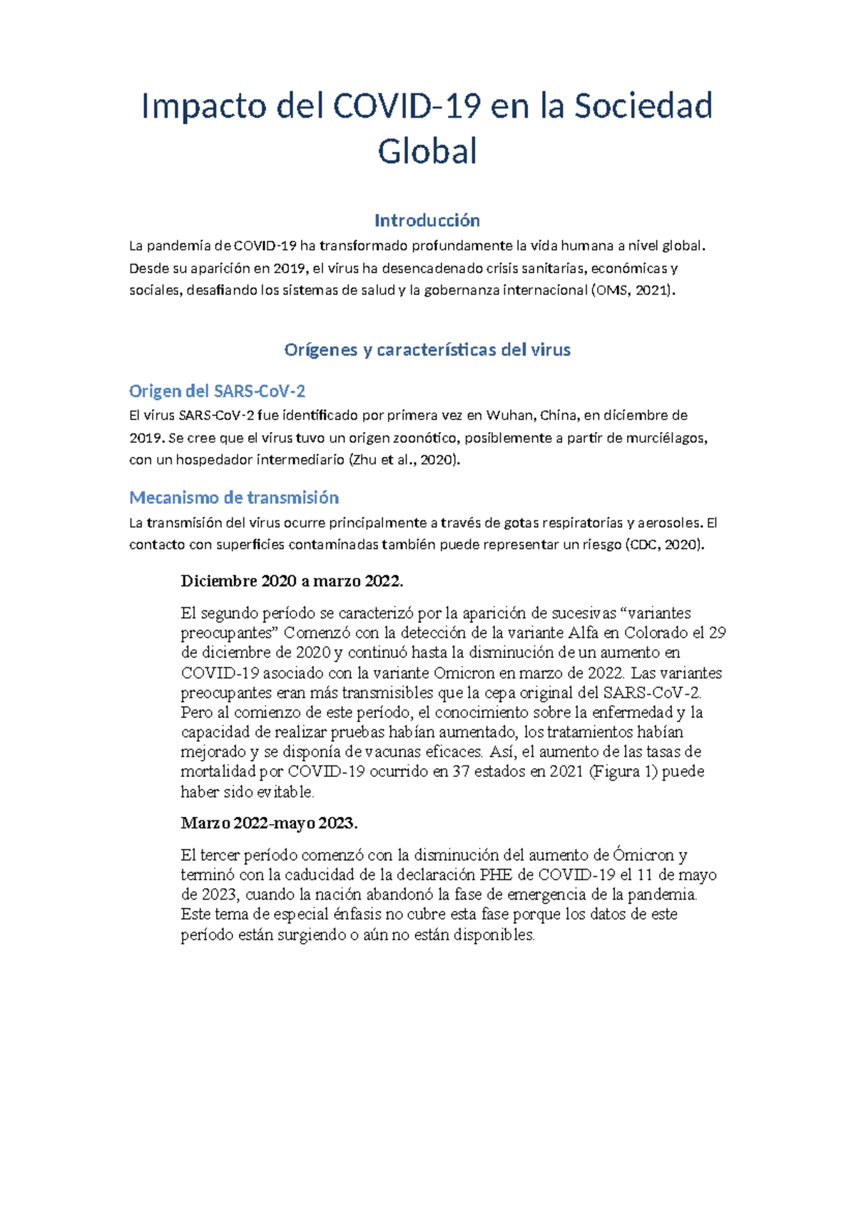 Impacto del COVID-19 en la Sociedad Global: Análisis y Conclusiones ...
