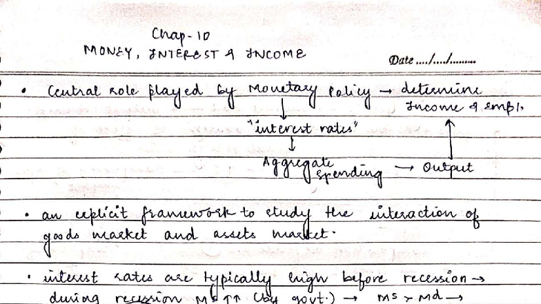 ch 10 11 dornbusch and fisher - MONEY FNTERL ST 4 dNCOME Date s ...