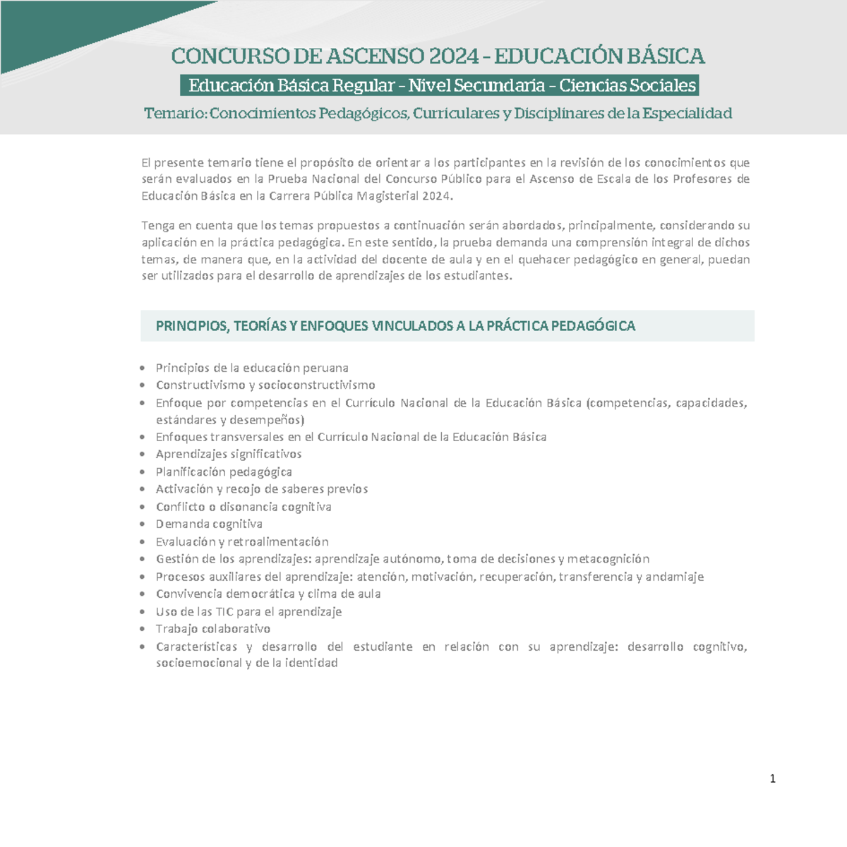 Temario - DDWEFEFDDDC - Concurso de Ascenso 2024 en Educación Básica ...