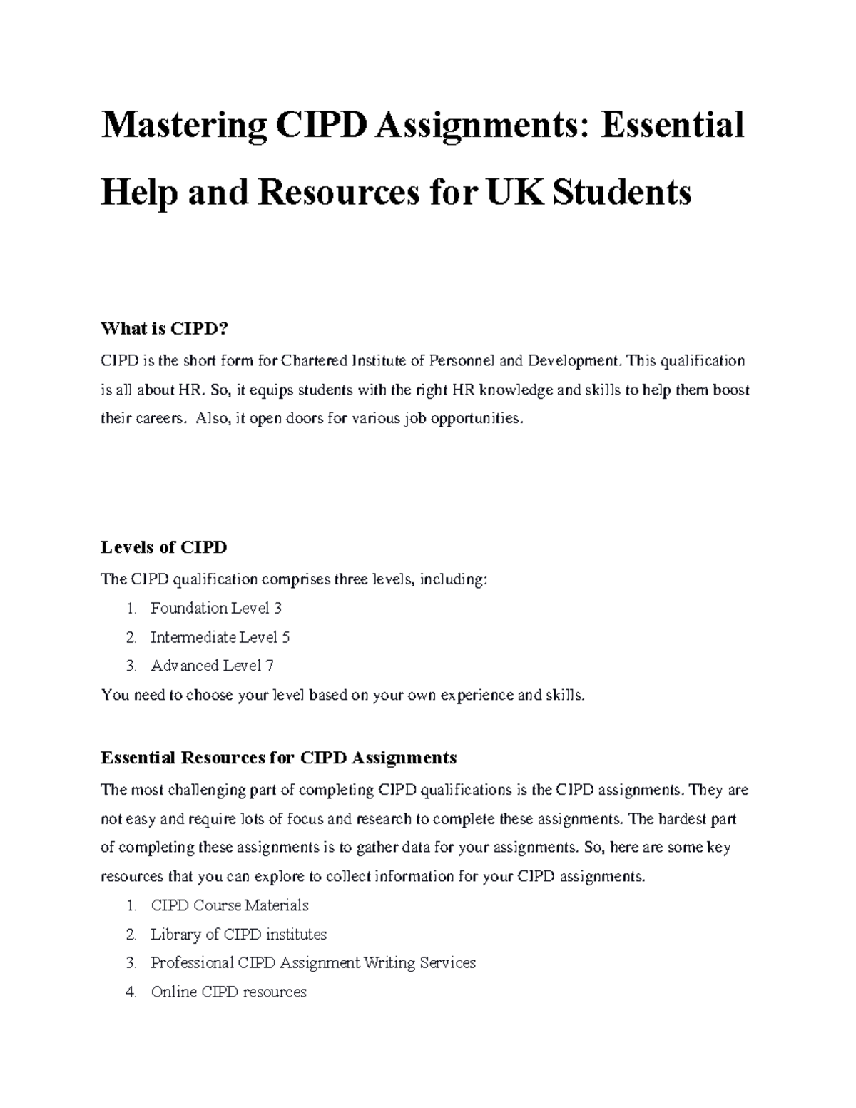 CIPD Assignment Help: Essential Resources for UK Students - Studocu