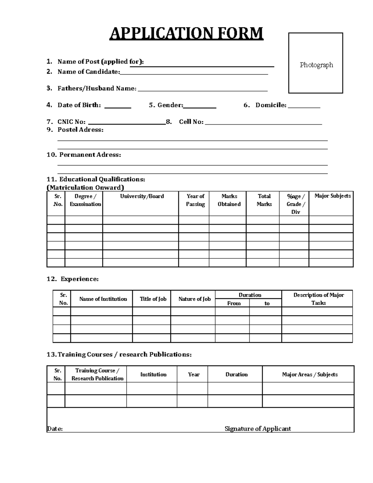 Application Form for Recruitment at St PU - Studocu