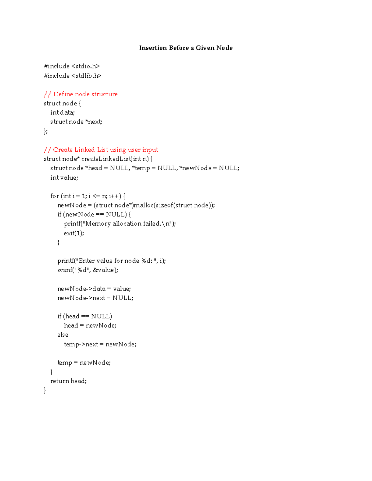Insertion Techniques in Single Linked List (CS101) - Studocu